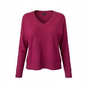 BUFFALO DAVID BITTON Sweater Women's Size S Heathered Pink Pullover V Neck Cozy